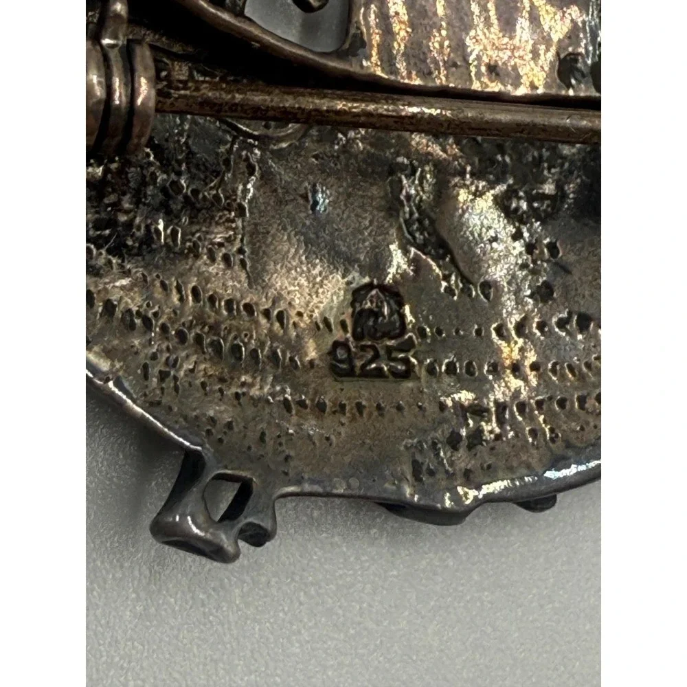 Sterling Silver Noah's Ark Brooch 925 Animal Pin Vintage Religious Jewelry‎